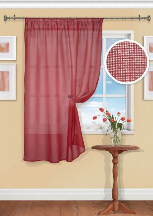 Тюль сетка для кухонного окна, полиэстер, 170 см, бордовый - фото 1