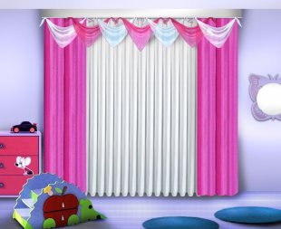 Комплект штор для детской, полиэстер, розовый, 250 см - фото 1