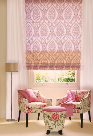 Римские шторы тканевые, полиэстер, 160 см, розовый - фото 1
