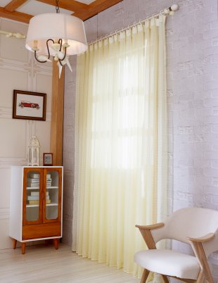 Тюль на окно гостиной, полиэстер, 230 см, желтый - фото 1